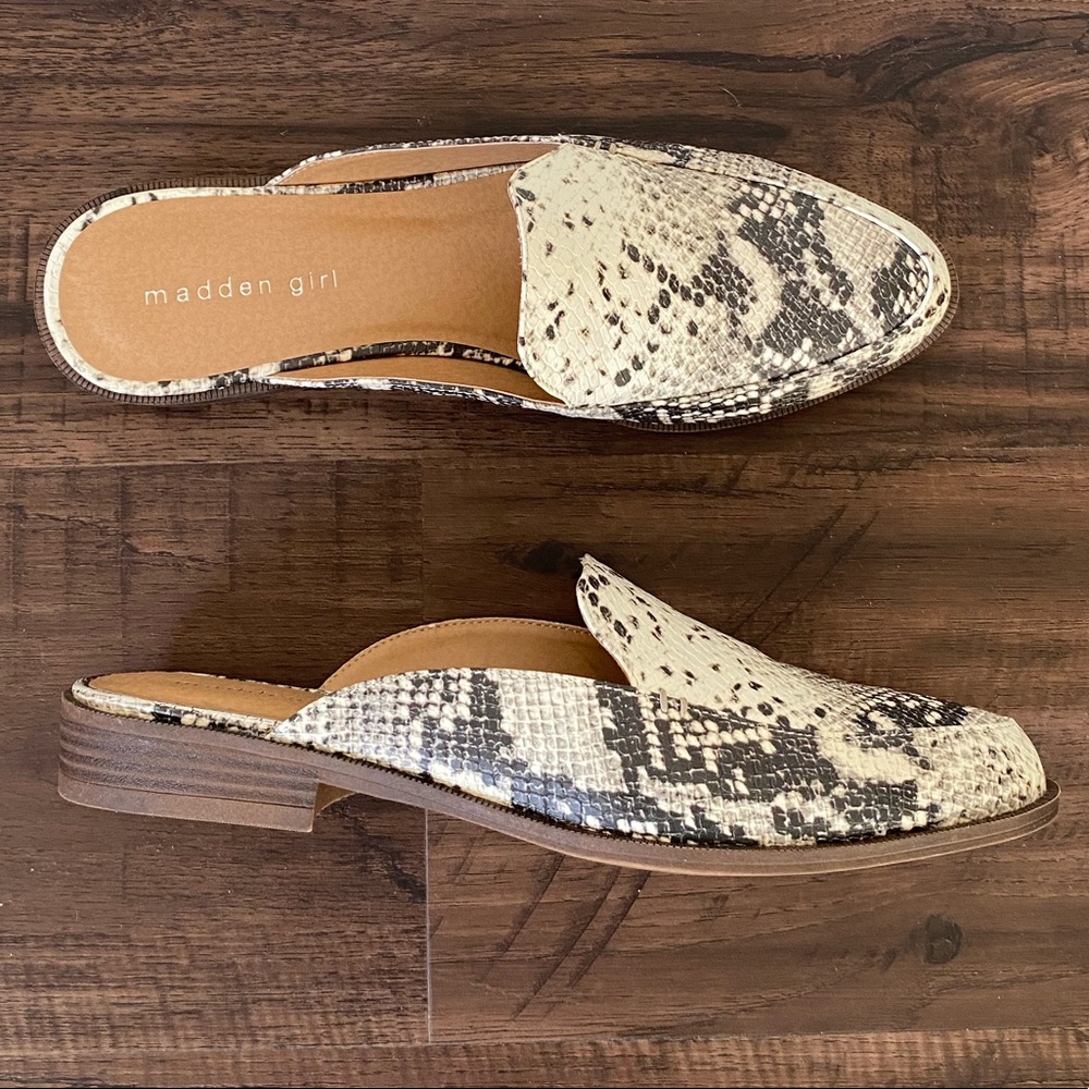Madden Girl Mattie Snake Print Slip on Heeled Loafer